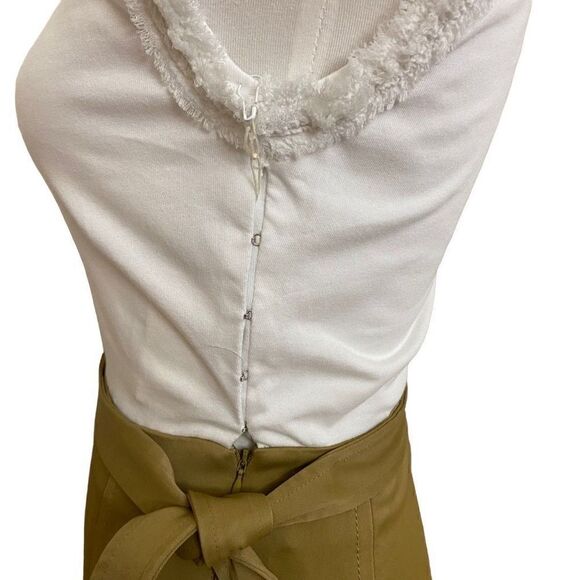 NEW 3.1 Phillip Lim Muscle Tee Combo Sateen Dress Size 0 White Olive Khaki - Picture 6 of 12